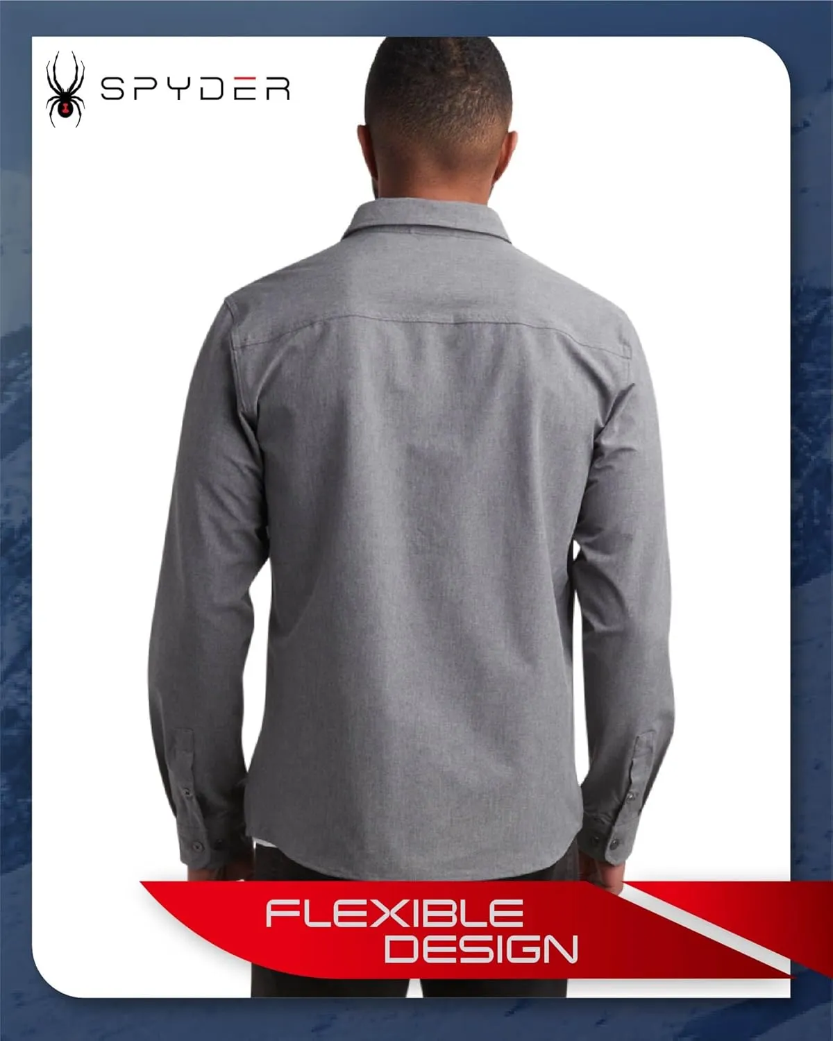Spyder Mens Long Sleeve Button Down Shirts - Tech Performance Casual Collared Untucked Dress Shirts for Men (Sizes: S-XXL)