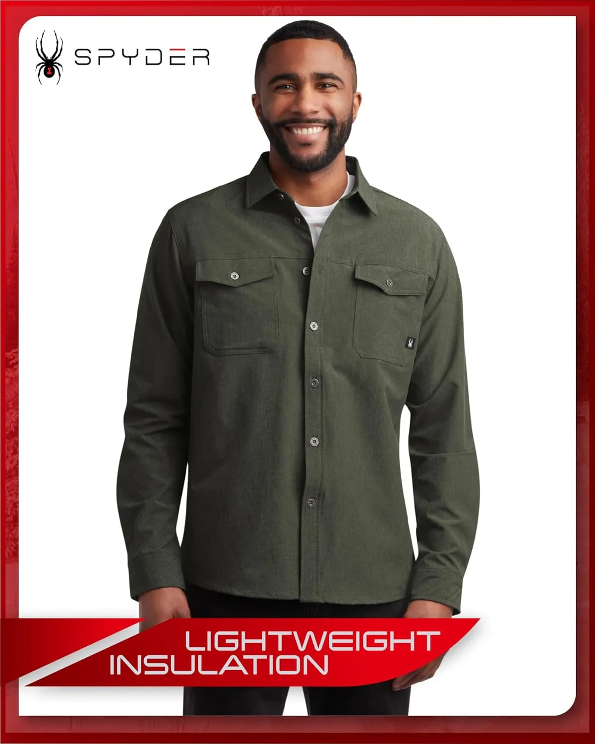 Spyder Mens Long Sleeve Button Down Shirts - Tech Performance Casual Collared Untucked Dress Shirts for Men (Sizes: S-XXL)