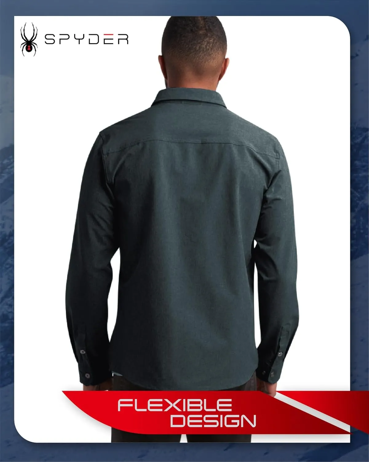 Spyder Mens Long Sleeve Button Down Shirts - Tech Performance Casual Collared Untucked Dress Shirts for Men (Sizes: S-XXL)