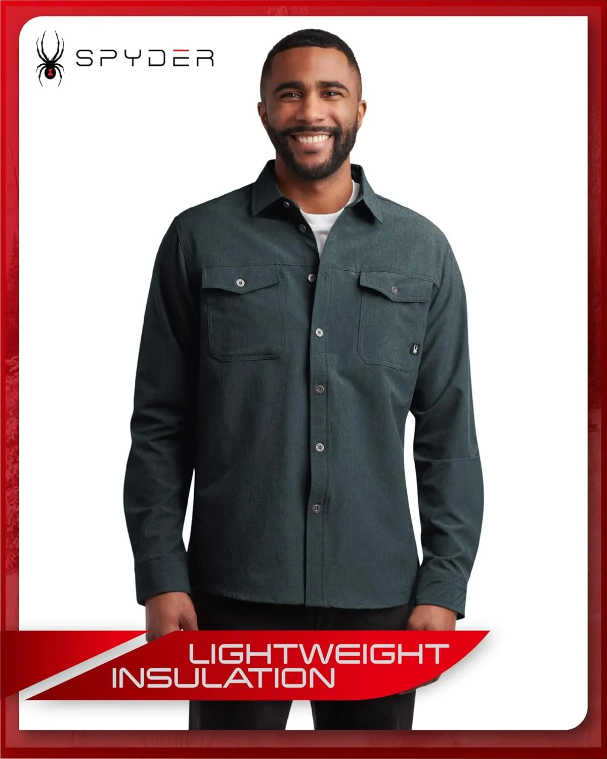 Spyder Mens Long Sleeve Button Down Shirts - Tech Performance Casual Collared Untucked Dress Shirts for Men (Sizes: S-XXL)