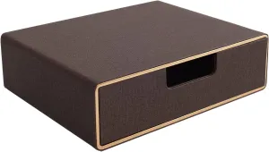 Stackable Organizer Drawer Classic Brown Pu Leather Handmade,Organize Home Office Desk Accessories and Sort Letter-Size Paper/a4 Document,Desk Caddy with Drawers Storage Box,13.1x10x3.7inches