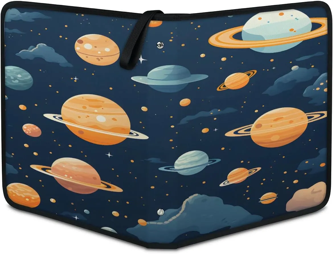 Starry Cosmosphere 3 Ring Trading Zipper Binder Strap, Trading Card Binder 4 Pocket, 400 Pockets Card Holder with 50 Removable Sleeves for Game Cards