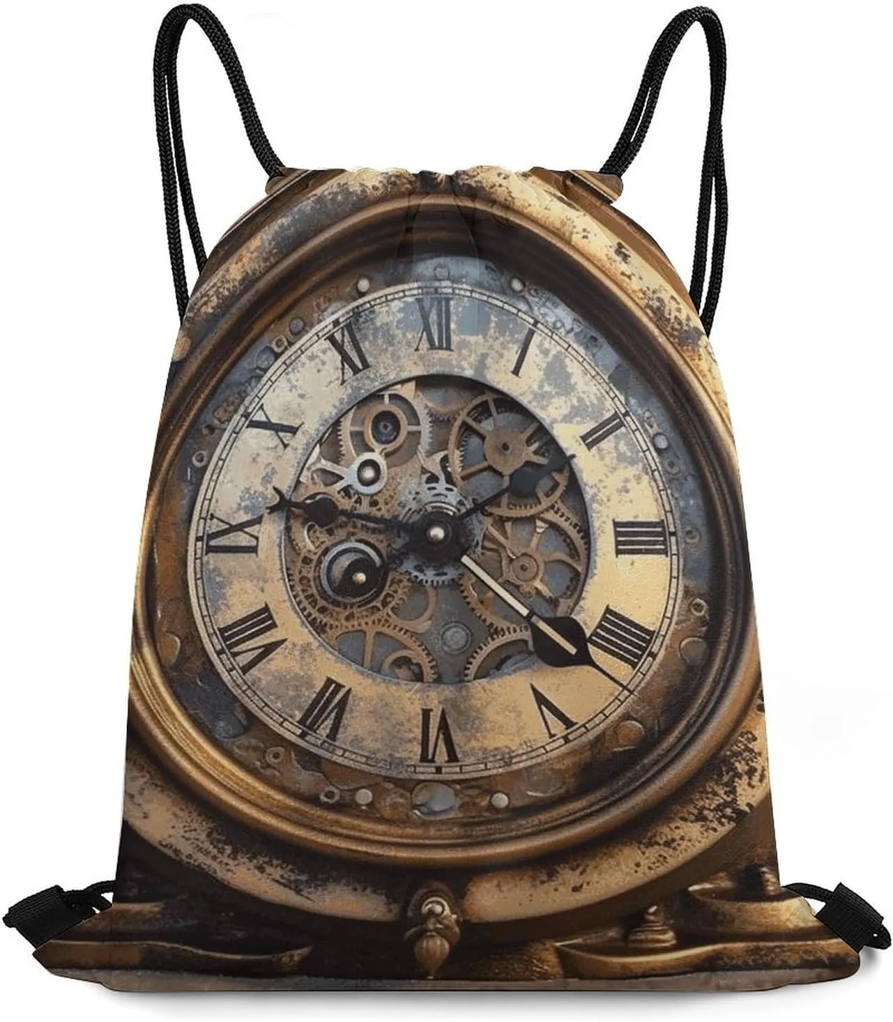 Steampunk Clock Drawstring Backpacks For Mans And Women Drawstring Waterproof Sport Pack String Cinch Bags For Travelling,Gym
