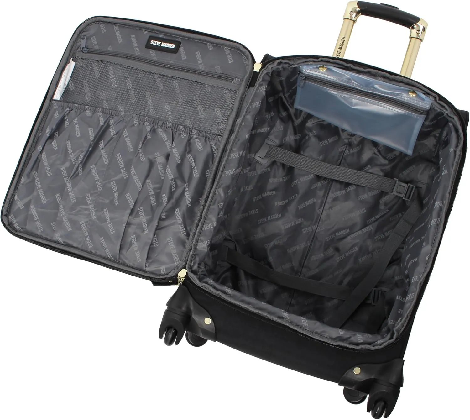 Steve Madden Designer Luggage Collection - 3 Piece Softside Expandable Lightweight Spinner Suitcase Set - Travel Set Includes an Under Seat Bag, 20-Inch Carry on and 28-Inch Checked Suitcase,