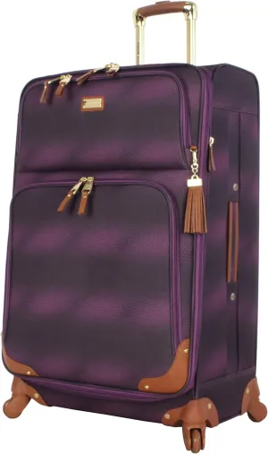 Steve Madden Designer Luggage Collection - Lightweight 28 Inch Expandable Softside Suitcase - Durable Rolling 4-Spinner Wheels Checked Bag (Shadow Purple) (Shadow Purple)