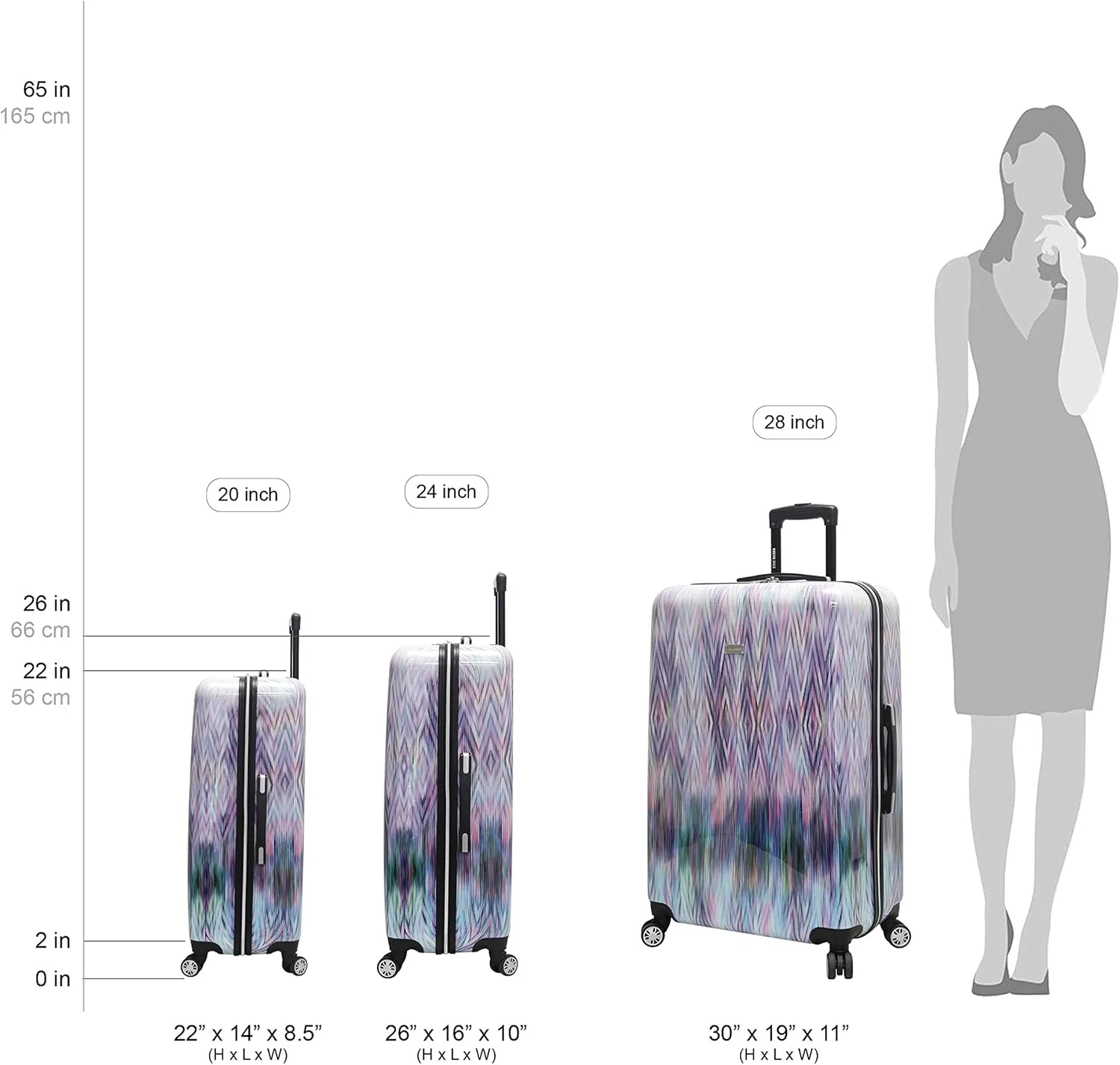 Steve Madden Luggage Collection - 3 Piece Hardside Lightweight Spinner Suitcase Set - Travel Set includes 20 Inch Carry On, 24 inch and 28 Inch Checked Suitcases (Diamond)