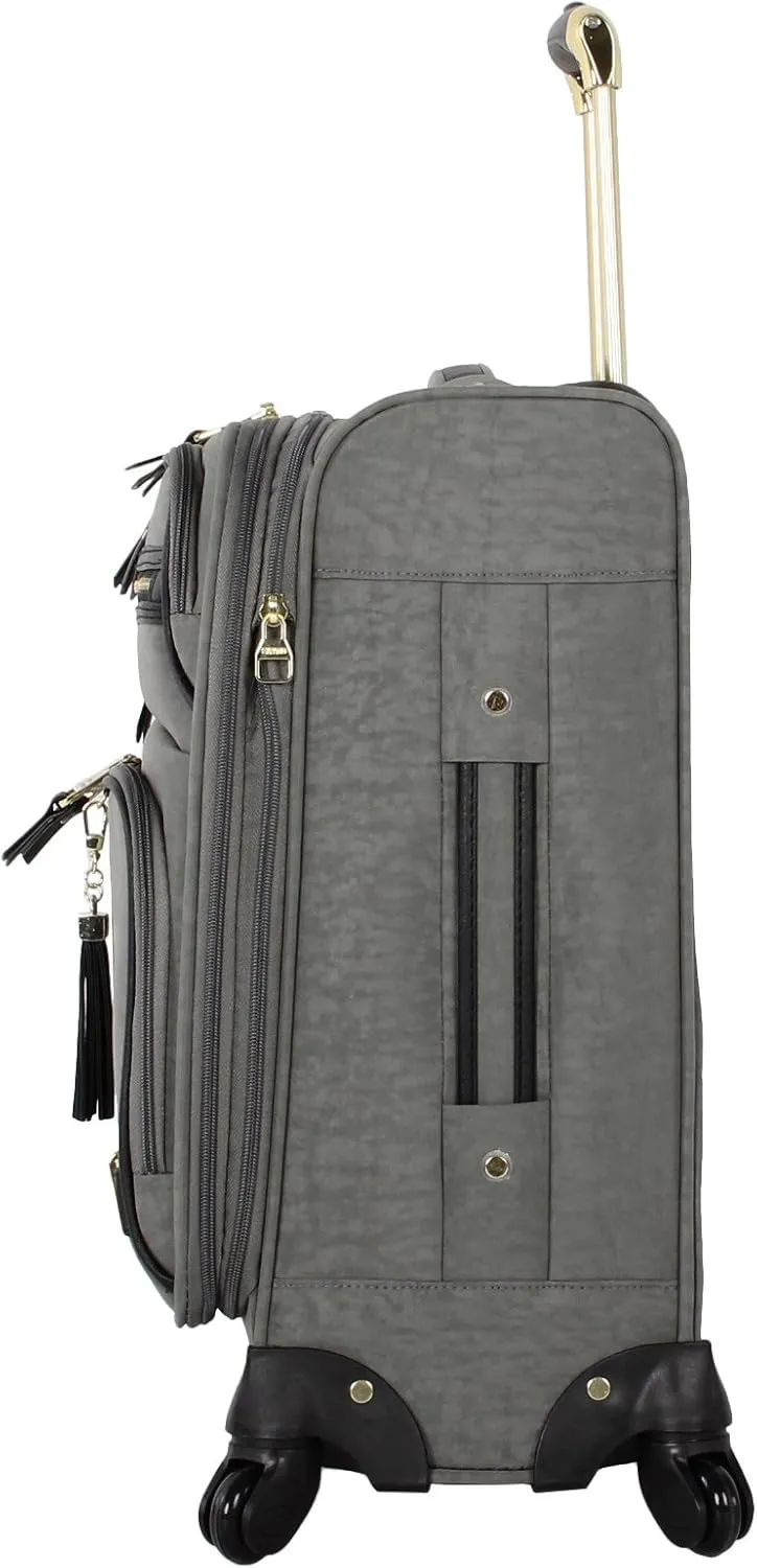 Steve Madden Unisex-Adult (Luggage only) Carry on Bag with Spinner Wheels, Peek-a-Boo Grey, 20in