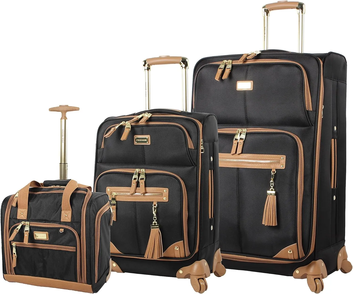 Steve Madden Unisex-Adult (Luggage only) Spinner, Harlo Black, One Size