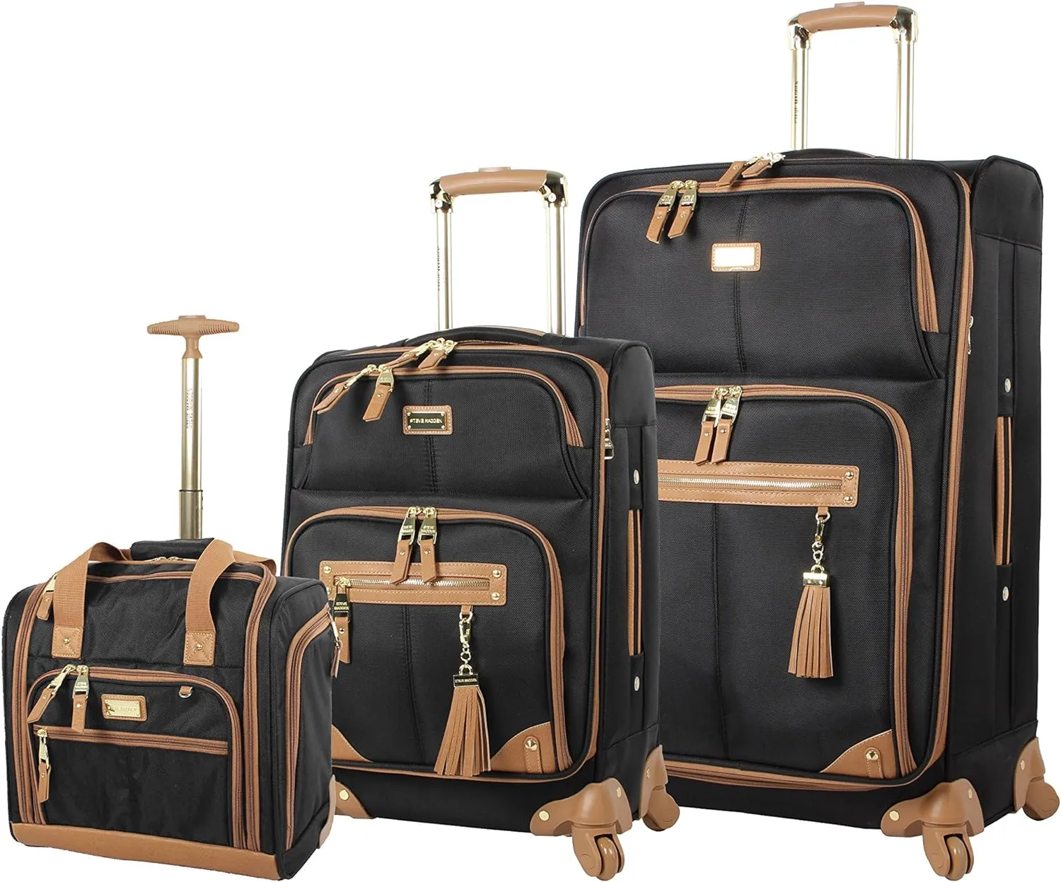 Steve Madden Unisex-Adult (Luggage only) Spinner, Harlo Black, One Size