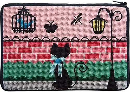 Stitch & Zip Needlepoint Purse Kit- Kitty Kat