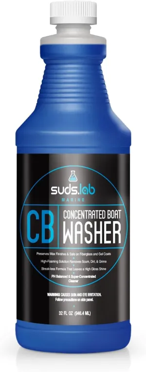 Suds Lab Marine CB Boat Cleaner - High-Foaming Formula for Fiberglass & Gel Coats - Streak-Free Shine, 32 oz.