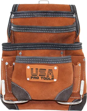 Suede Tool Pouch | 10 Pocket Leather Tool Pouch | Carpenters Nail & Tool Pouch Bag