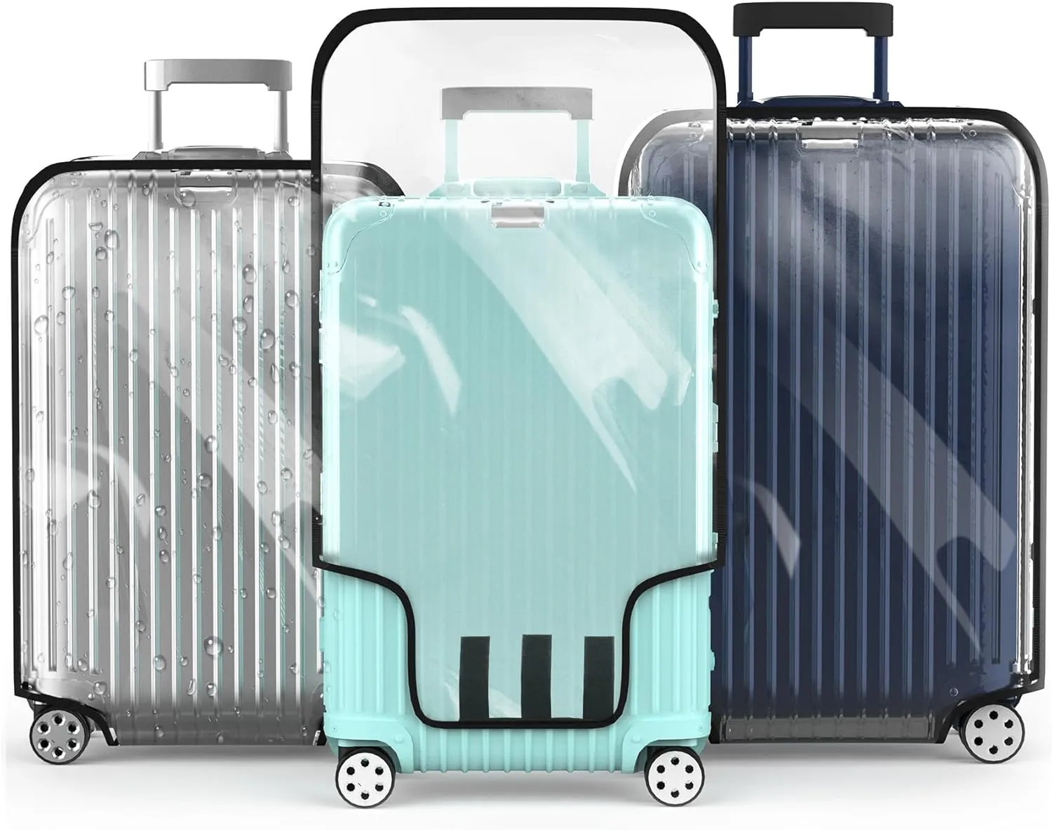Suitcase Cover For Luggage,28 Inch Clear Pvc Luggage Cover Protector, Transparent Heavy-Duty Waterproof Protector With Large Velcro For Wheeled Suitcases