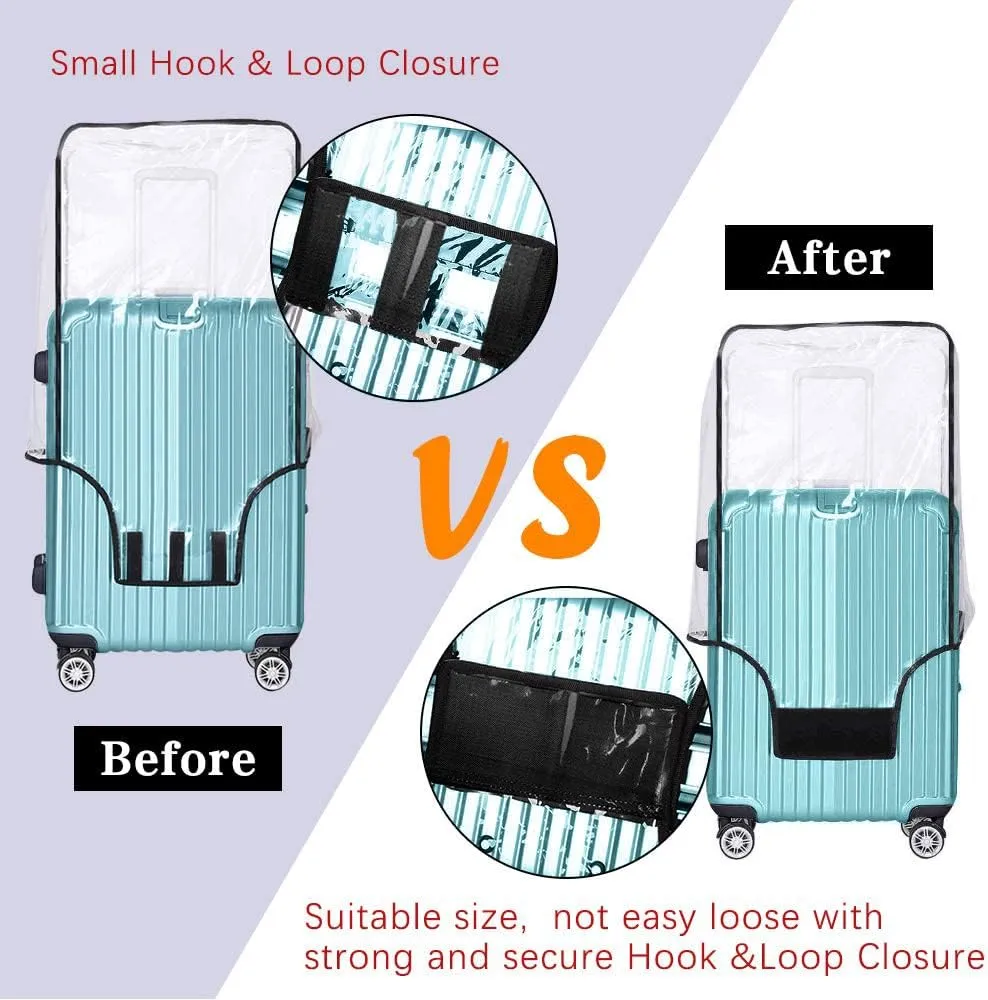 Suitcase Covers for Luggage – Clear PVC Suitcase Cover Protectors, Full-Thicken Transparent Waterproof Sleeve with Large Velcro for 23"-25" Wheeled Suitcases