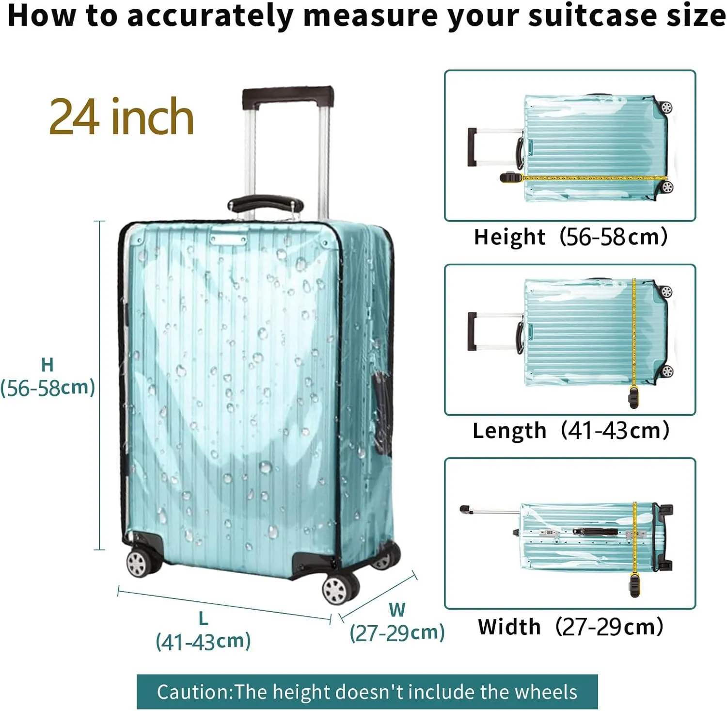 Suitcase Covers for Luggage – Clear PVC Suitcase Cover Protectors, Full-Thicken Transparent Waterproof Sleeve with Large Velcro for 23"-25" Wheeled Suitcases