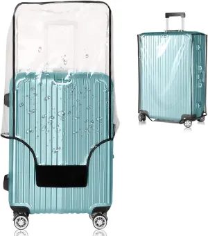 Suitcase Covers for Luggage – Clear PVC Suitcase Cover Protectors, Full-Thicken Transparent Waterproof Sleeve with Large Velcro for 23"-25" Wheeled Suitcases