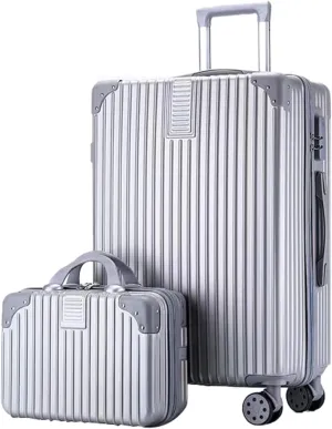 Suitcase With Laptop Compartment, Lightweight Trolley Case, Dustproof Waterproof, Equipped With An Anti-theft And Anti-picking Combination Lock (Color : 22 Bag, Size : Silver)
