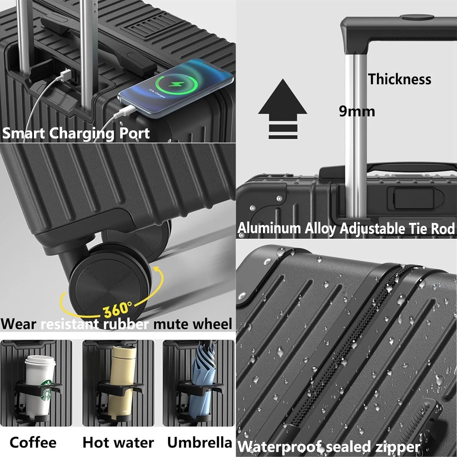 Suitcase With Laptop Compartment, Lightweight Trolley Case, Dustproof Waterproof, Equipped With An Anti-theft And Anti-picking Combination Lock (Color : 22 Bag, Size : Silver)