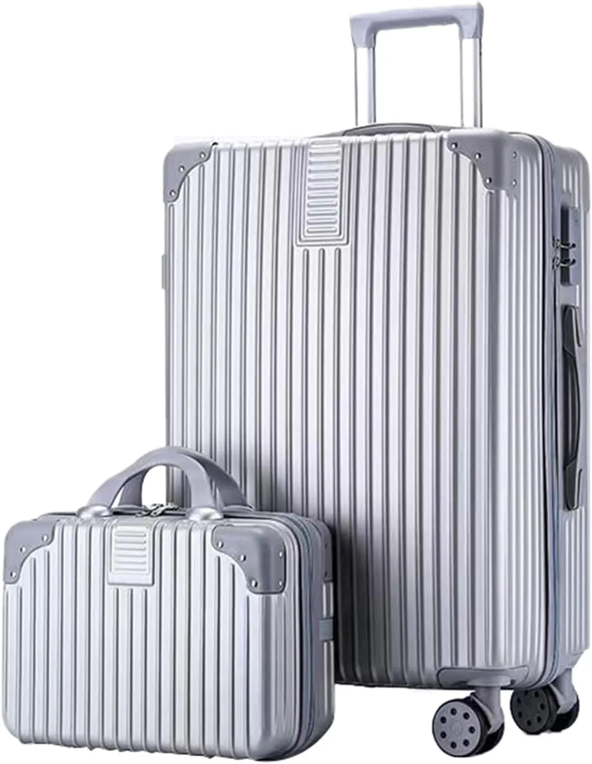 Suitcase With Laptop Compartment, Lightweight Trolley Case, Dustproof Waterproof, Equipped With An Anti-theft And Anti-picking Combination Lock (Color : 22 Bag, Size : Silver)