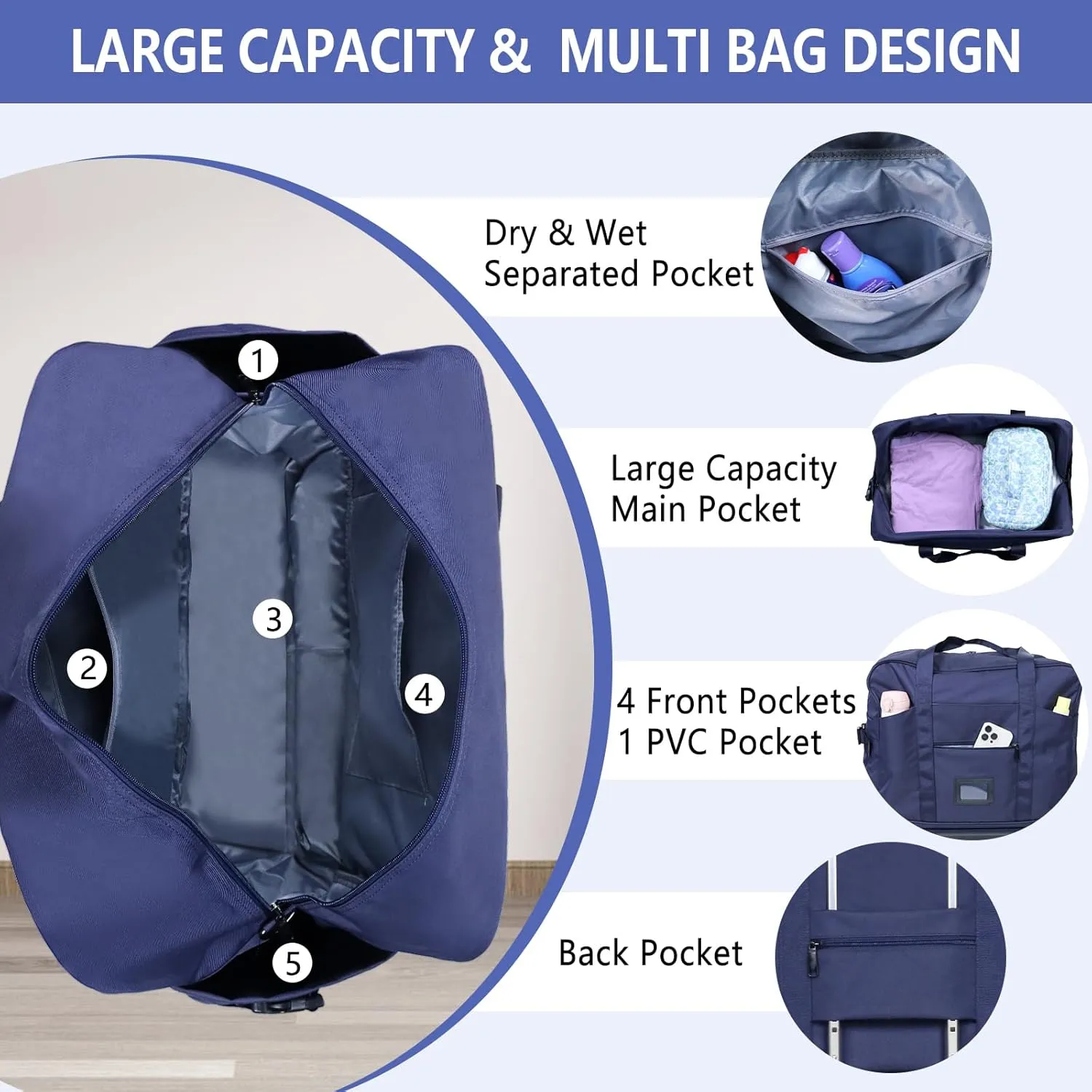 Suitcases with Wheels Expandable Foldable Luggage Bag Suitcase Collapsible Rolling Travel Duffel Bag for Men Women Lightweight Suitcases with Telescoping Handle