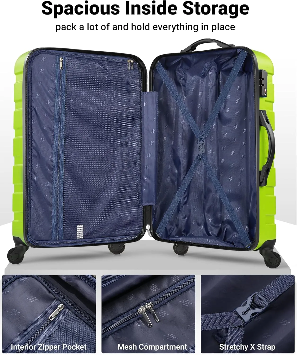 Suitour Luggage Sets 2 piece,Hardside Lightweight Suitcases, 20/28 inch Luggage with Spinner Wheels TSA Lock