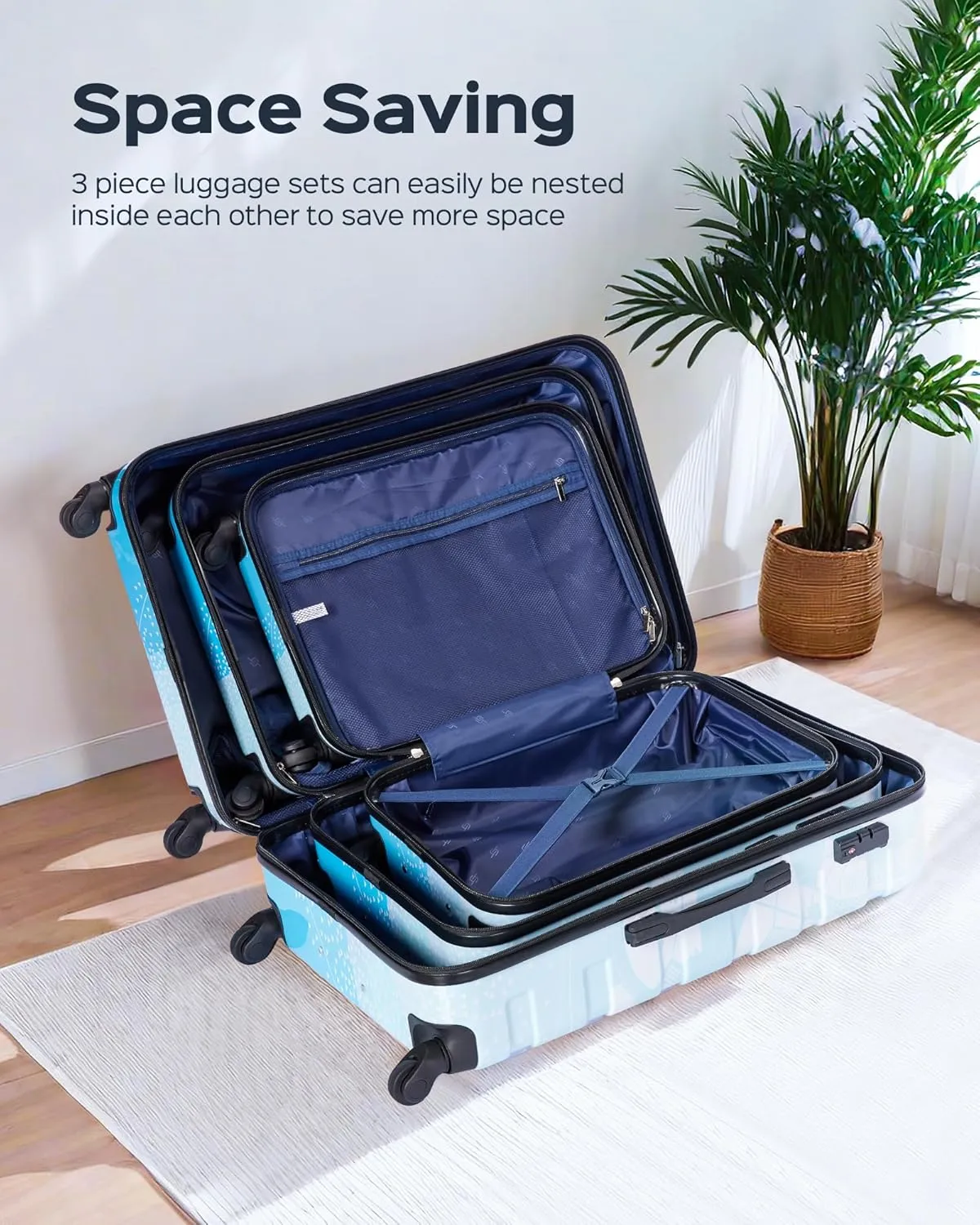 Suitour Luggage Sets 3 Piece Hardside Suitcase set with Spinner Wheels,Durable Lightweight Luggage with TSA Lock for Travel(20in/24in/28in)