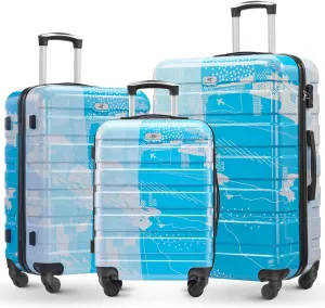 Suitour Luggage Sets 3 Piece Hardside Suitcase set with Spinner Wheels,Durable Lightweight Luggage with TSA Lock for Travel(20in/24in/28in)