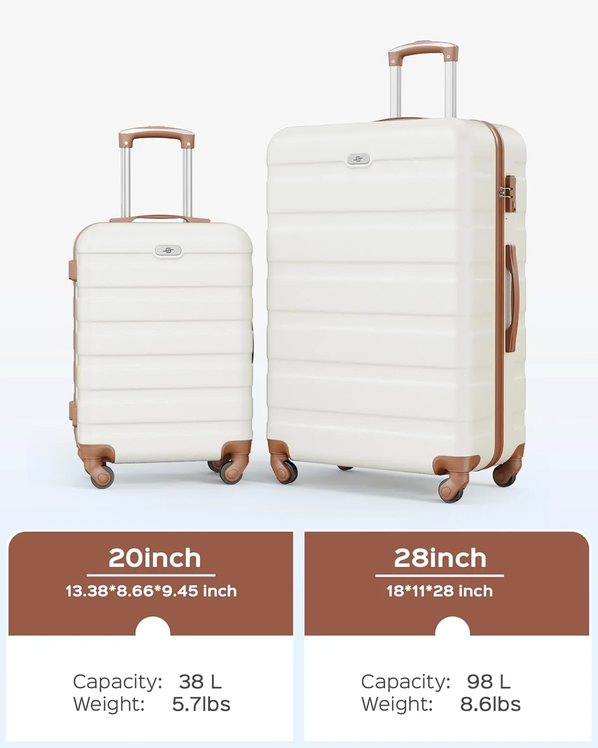 Suitour Luggage sets 4 piece,Suitcase with Spinner Wheels TSA Lock, 20/28 inch Suitcase Sets for FamilyTravel