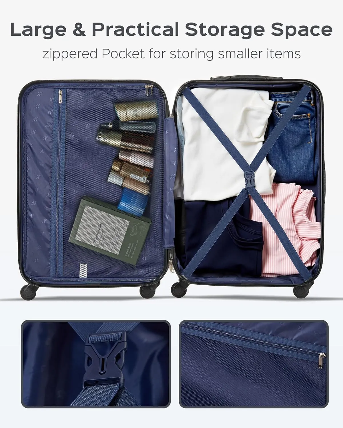 Suitour Luggage sets 4 piece,Suitcase with Spinner Wheels TSA Lock, 20/28 inch Suitcase Sets for FamilyTravel