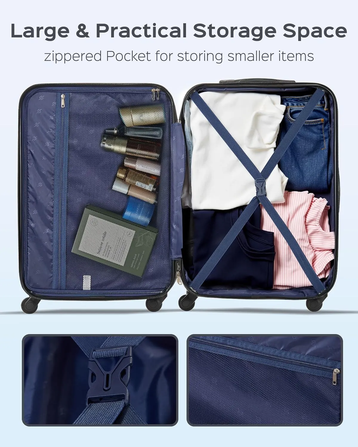 Suitour Luggage Sets 5 Piece Hardshell Suitcases with Spinner Wheels TSA Lock, Lightweight ABS Carry On Suitcase Set for Travel Business
