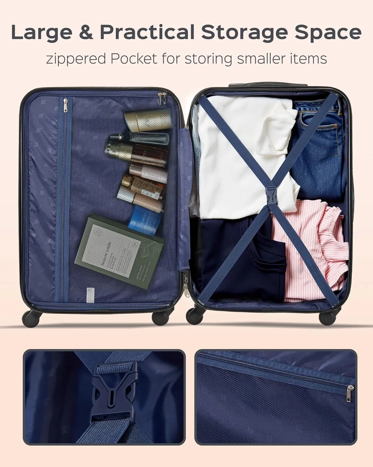 Suitour Luggage Sets 5 Piece Hardshell Suitcases with Spinner Wheels TSA Lock, Lightweight ABS Carry On Suitcase Set for Travel Business
