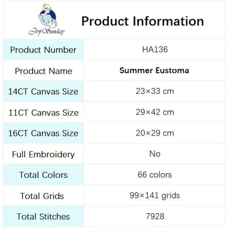 Summer Eustoma 14ct Floral Cross Stitch Kits