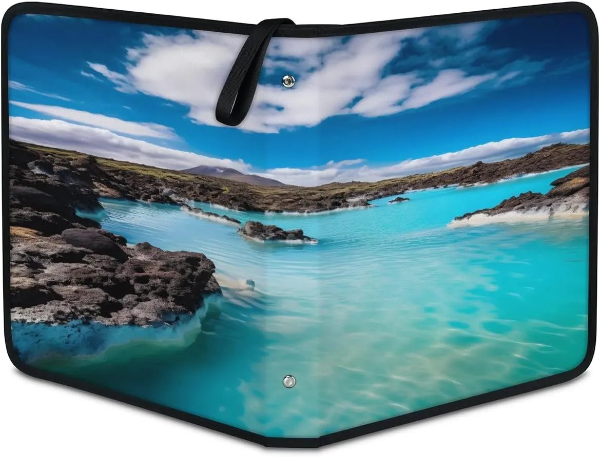 Sunny Sea View 3 Ring Trading Zipper Binder Strap, Trading Card Binder 4 Pocket, 400 Pockets Card Holder with 50 Removable Sleeves for Game Cards