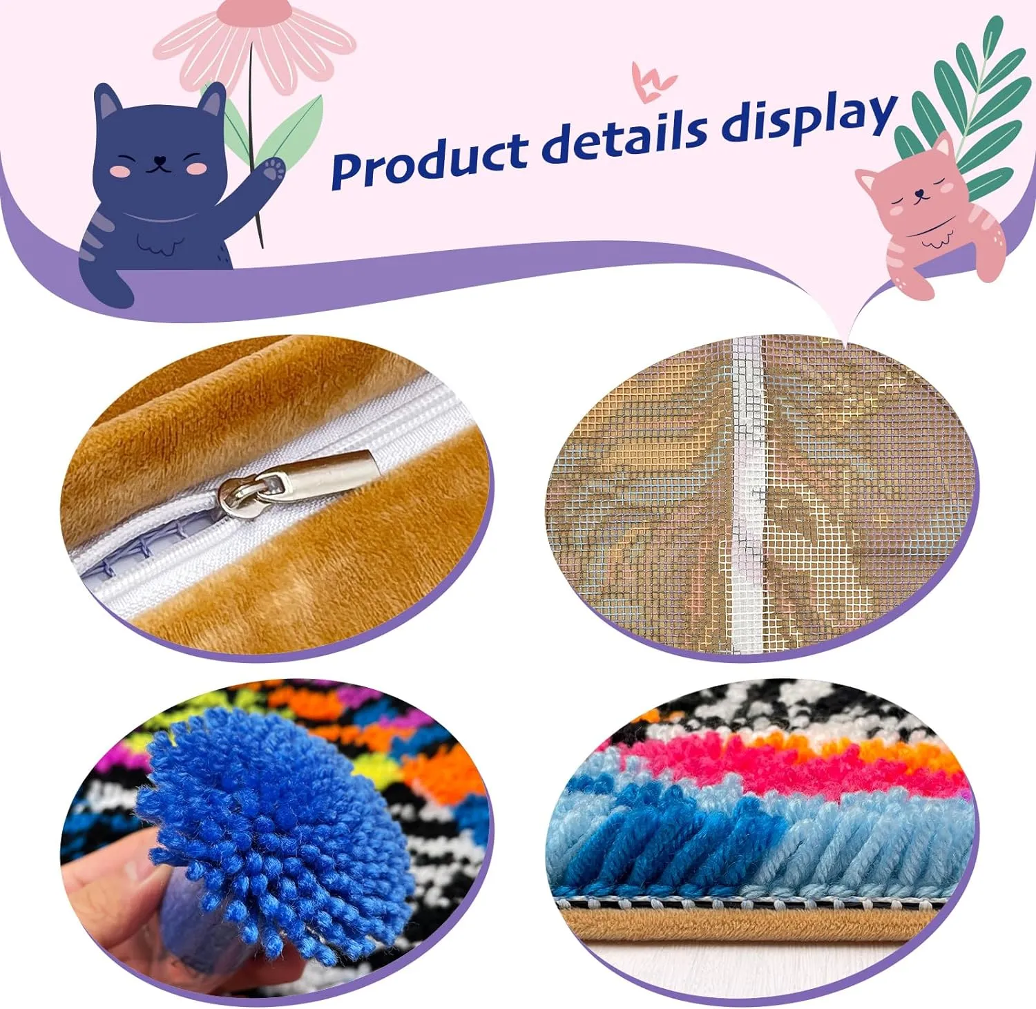 Sunset Cactus Latch Hook Kits for Adults Kids Beginners Desert Scenery Latch Hook Pillow Kit Pre-Printed Latch Hook Rug Kits Cross-stitch Cushion for Home Sofa Decoration 17x17 in. Craft Gift