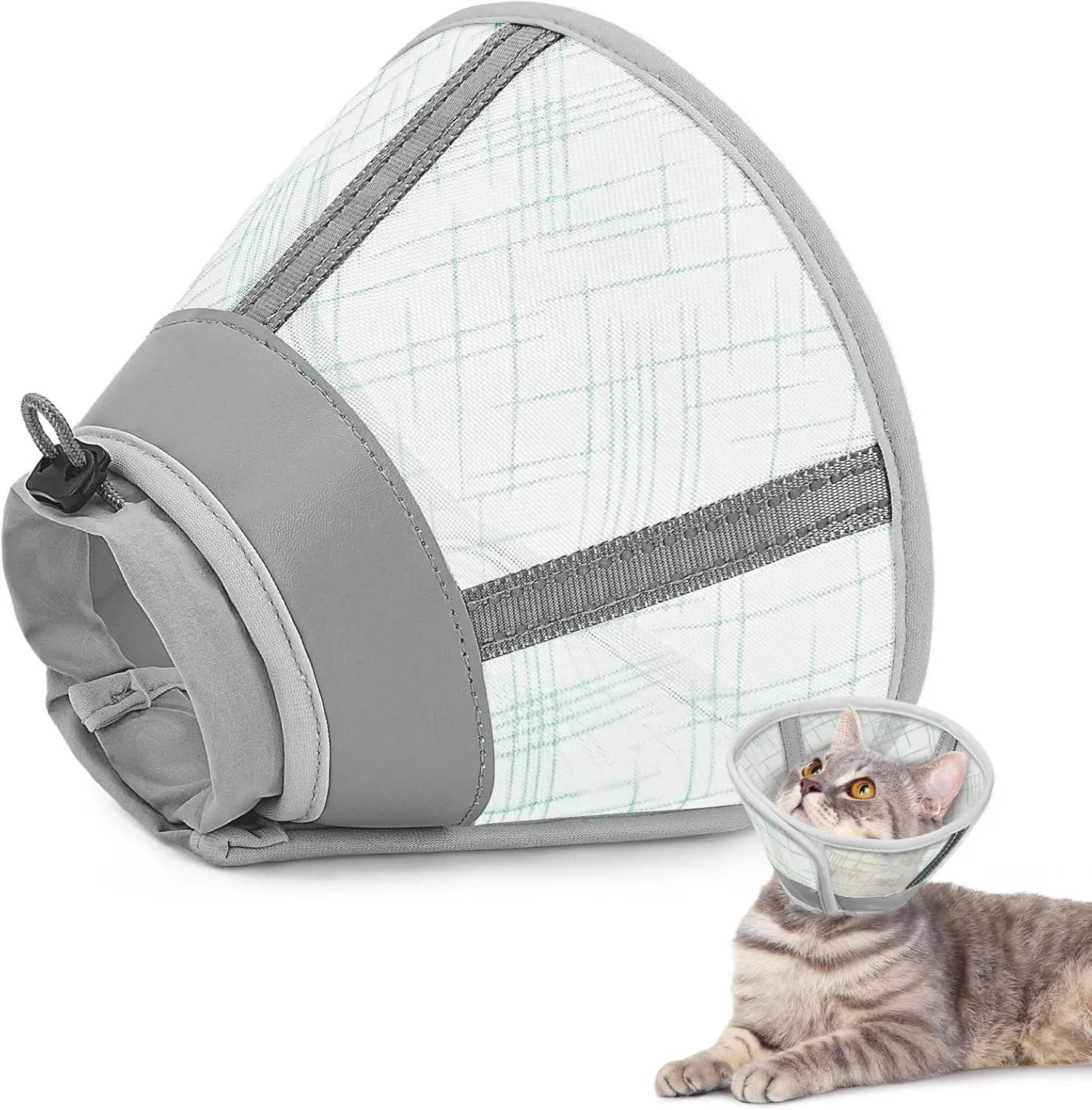 Supet Cat Cone Collar Soft to Stop Licking Scratching, Breathable Comfortable Mesh Recovery Cone for Cats After Surgery Neuter, Lightweight E Cone Collar Alternative (M)
