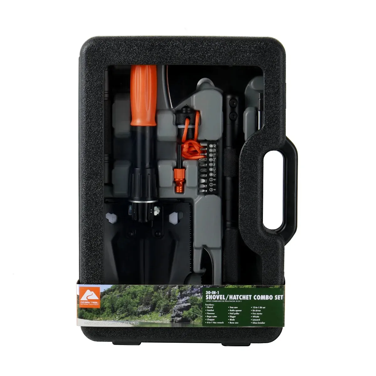 Survival Kit with Folding Shovel | 15.35" High-Carbon Steel Multi-Tool | Professional Emergency Gear with Hard Case