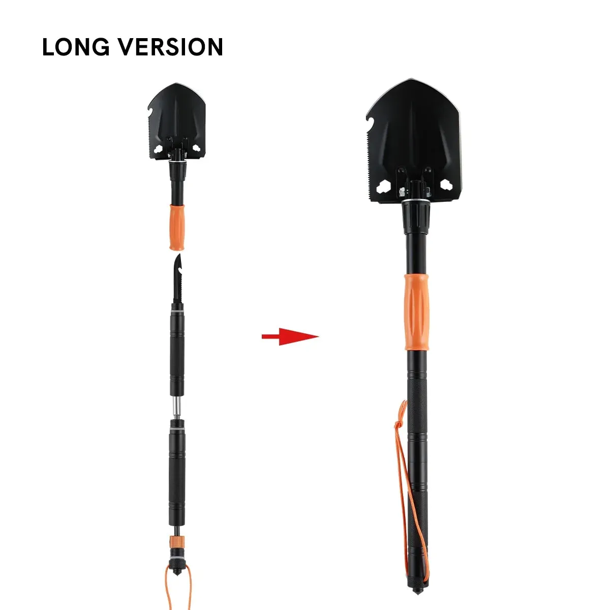 Survival Kit with Folding Shovel | 15.35" High-Carbon Steel Multi-Tool | Professional Emergency Gear with Hard Case