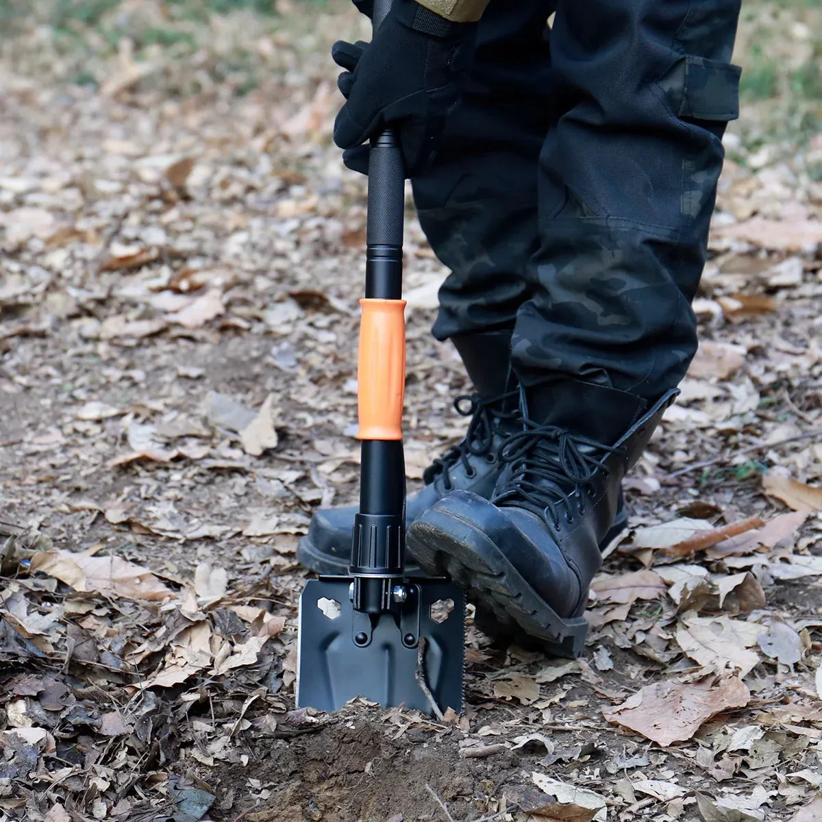 Survival Kit with Folding Shovel | 15.35" High-Carbon Steel Multi-Tool | Professional Emergency Gear with Hard Case