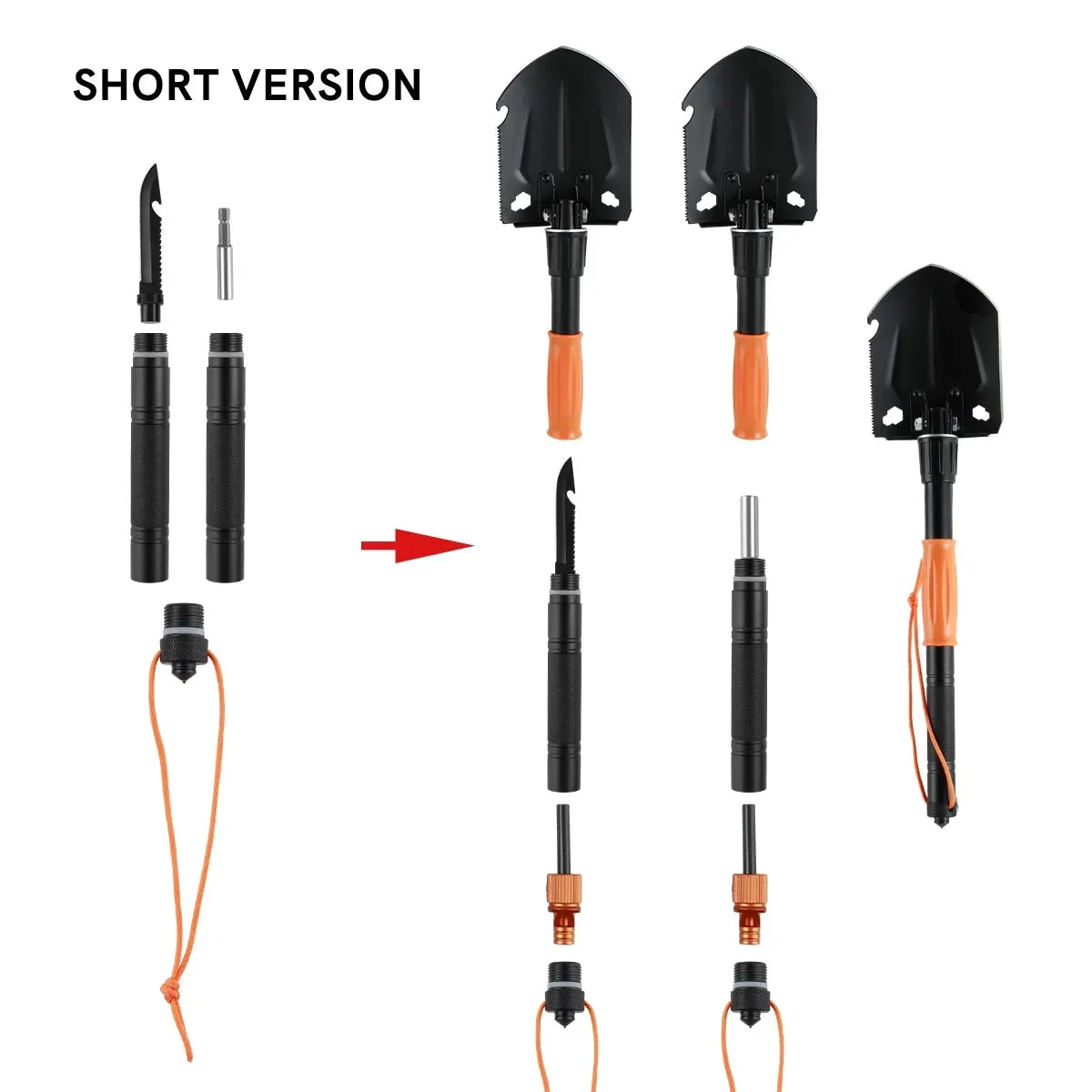 Survival Kit with Folding Shovel | 15.35" High-Carbon Steel Multi-Tool | Professional Emergency Gear with Hard Case