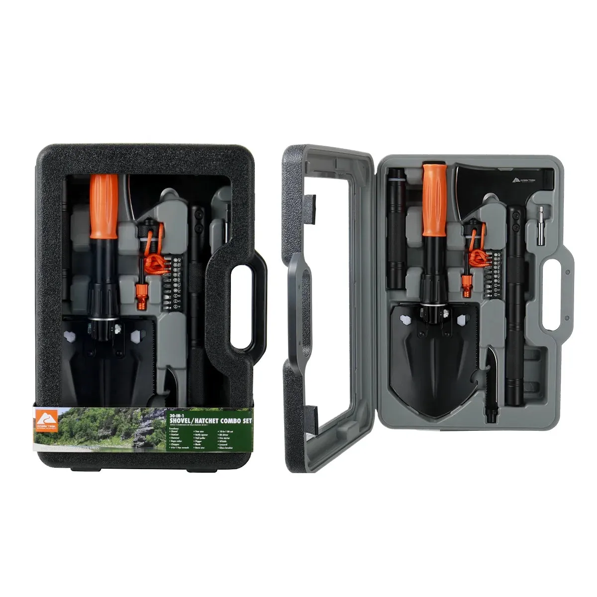 Survival Kit with Folding Shovel | 15.35" High-Carbon Steel Multi-Tool | Professional Emergency Gear with Hard Case