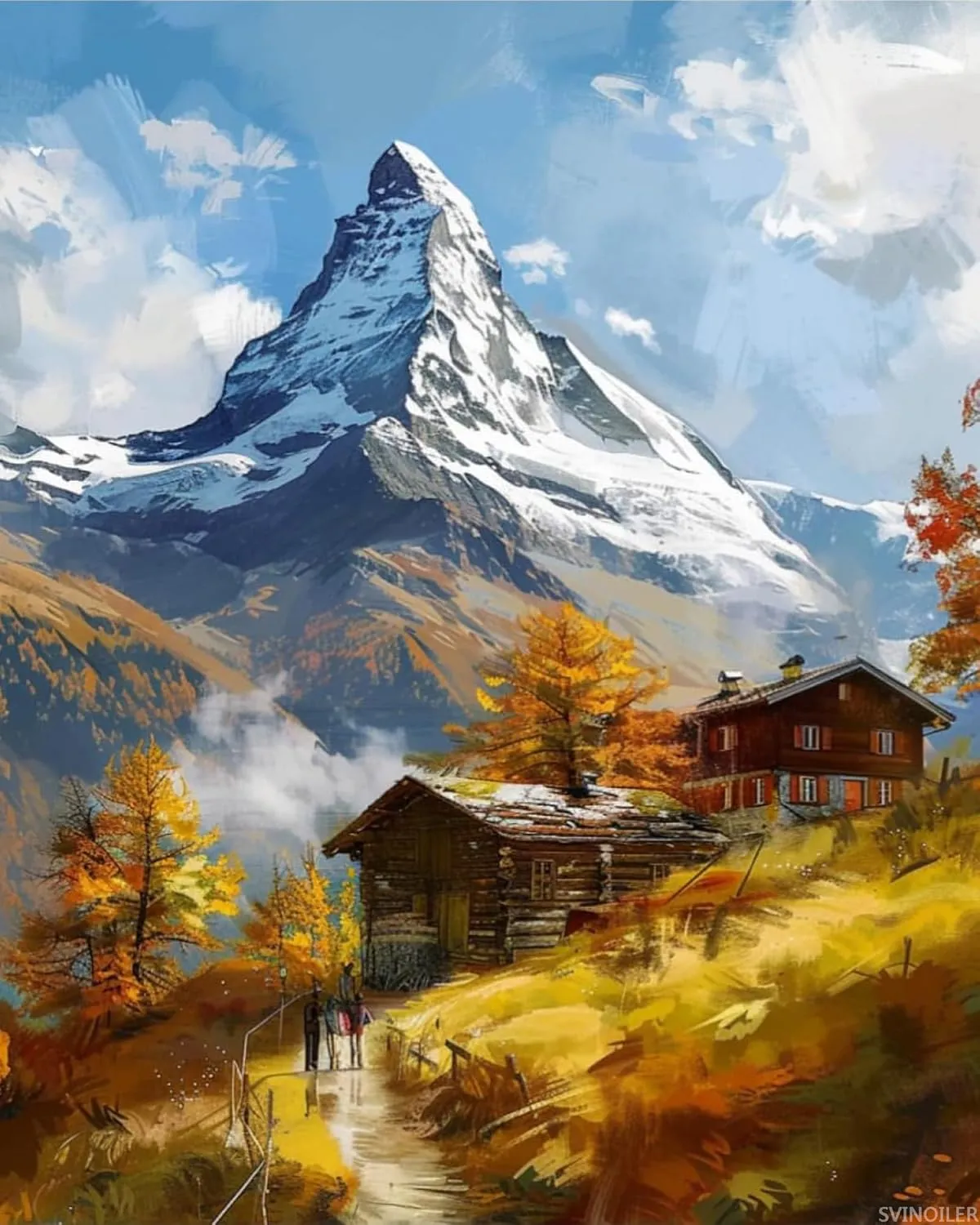 SVINOILER Switzerland Matterhorn Paint by Numbers Kit for Adults, Paint by Number on Canvas, Abstract Art Digital Oil Painting Kits Suitable for Home Wall Decoration Gift 20"x16"