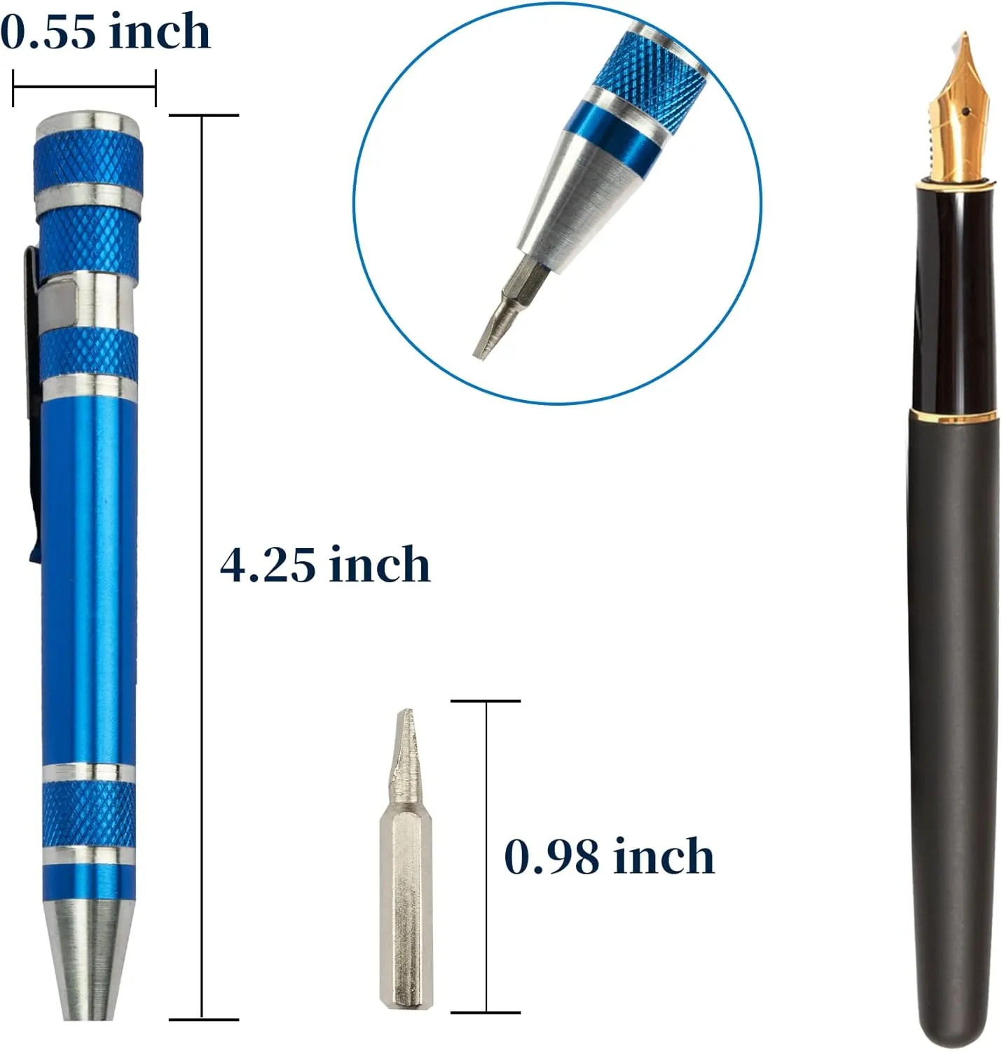 SWATOM 8 in 1 Mini Screwdriver Set Small Screwdrivers Pen Magnetic Repair Tools EDC Compact Precision Gadgets for Computer Eyeglasses Daily Home Improvement Use (Blue&Red  Magnetizer Tool)