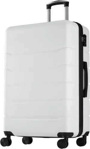 Sweetcrispy Carry on Luggage, Hard Shell ABS, Double Spinner Wheels Lightweight Suitcase TSA Lock, Cream White, 24 Inch