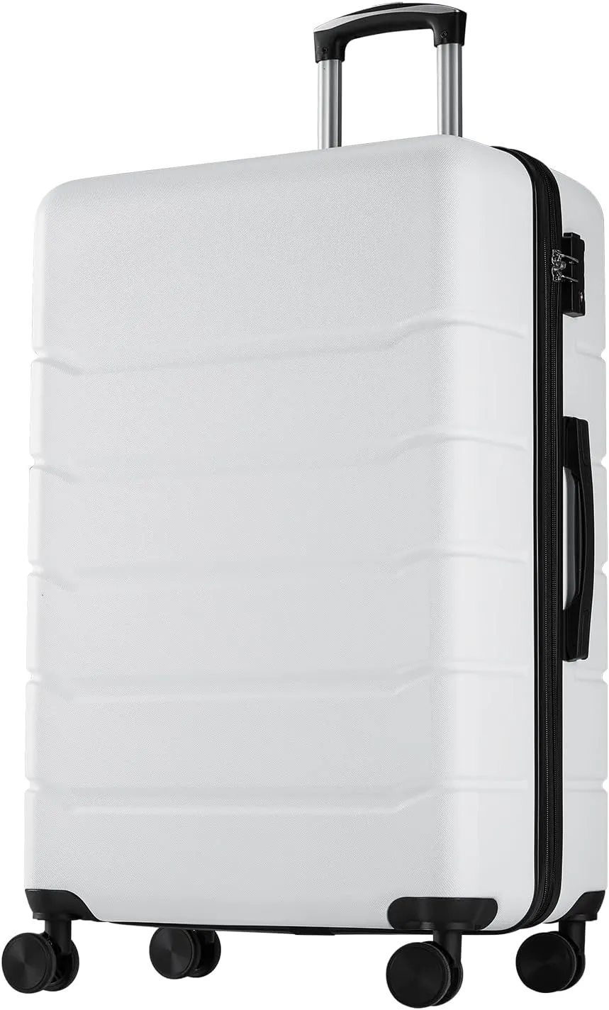 Sweetcrispy Carry on Luggage, Hard Shell ABS, Double Spinner Wheels Lightweight Suitcase TSA Lock, Cream White, 24 Inch
