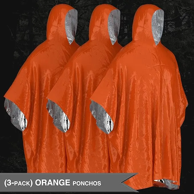 Swiss Safe Emergency Rain Ponchos, Reusable Mylar Poncho for Men, Women, Kids, Adults