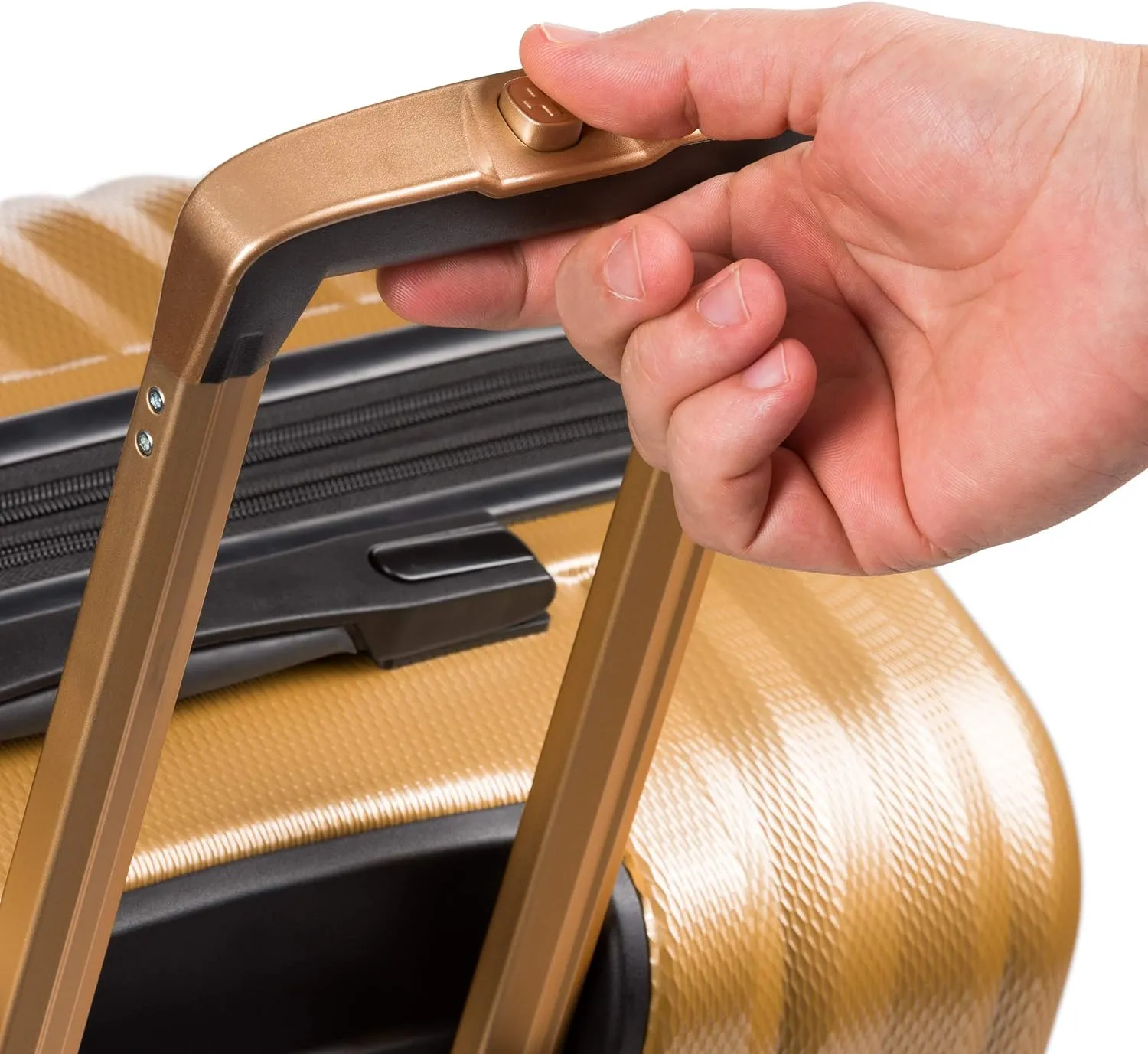 SwissGear 7272 Energie Expandable Hardside Luggage with Spinner Wheels and TSA Lock, Gold, Checked-Medium 24-Inch
