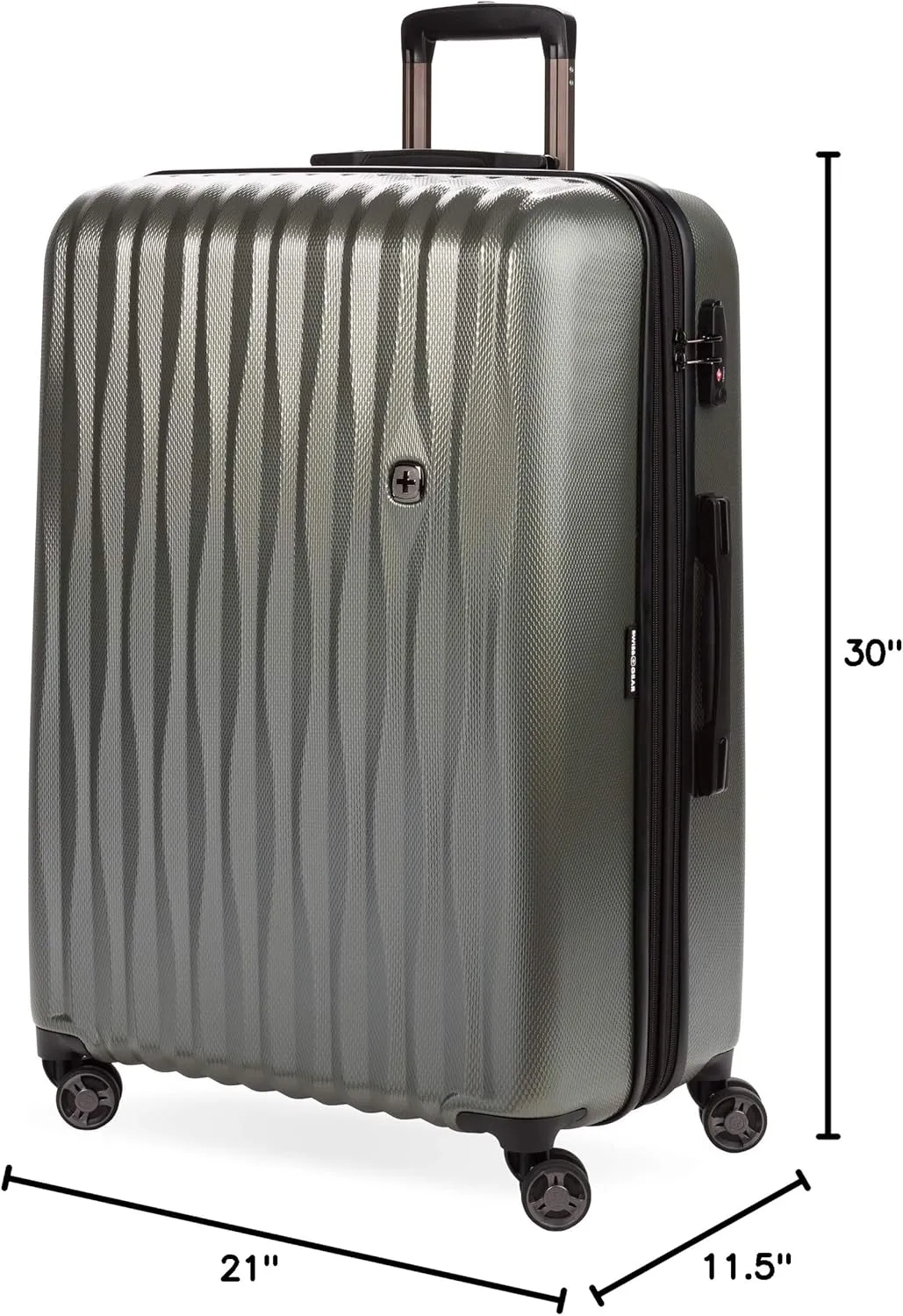 SwissGear 7272 Energie Expandable Hardside Luggage with Spinner Wheels and TSA Lock, Gunmetal, Checked-Large 27-Inch