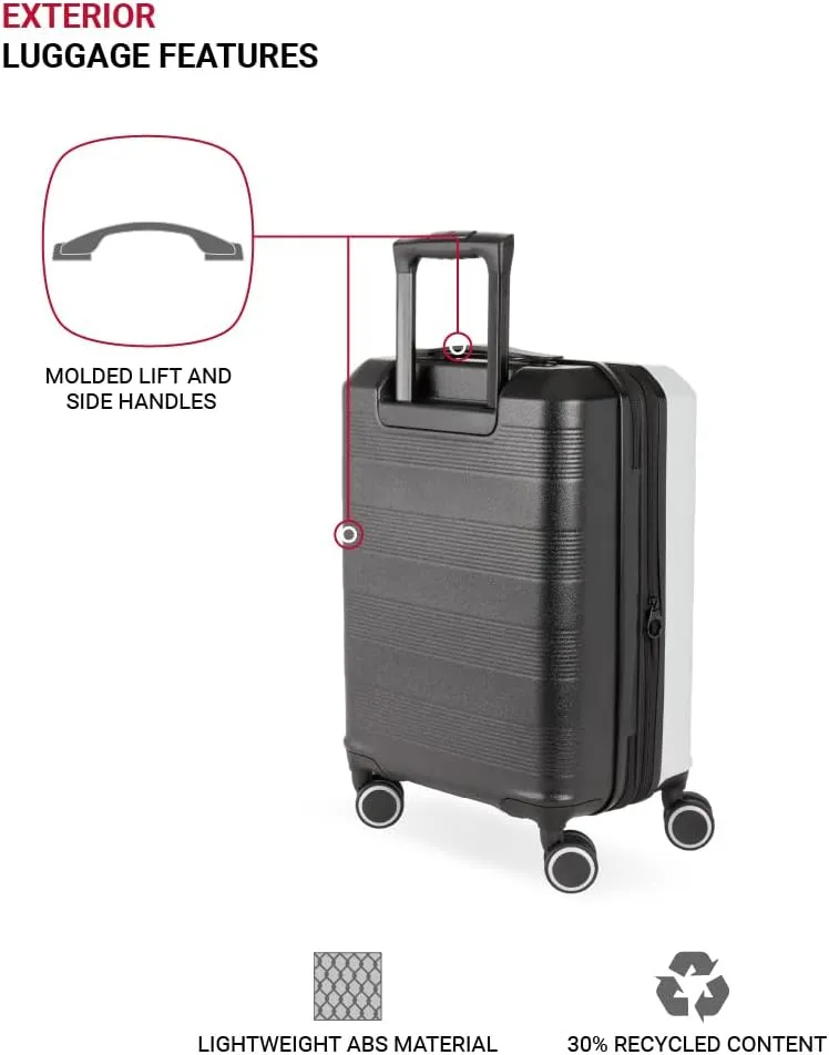 SwissGear Duet Hardside Expandable Luggage with Spinner Wheels, Grey/Black, 3-Piece Set (19/24/28)