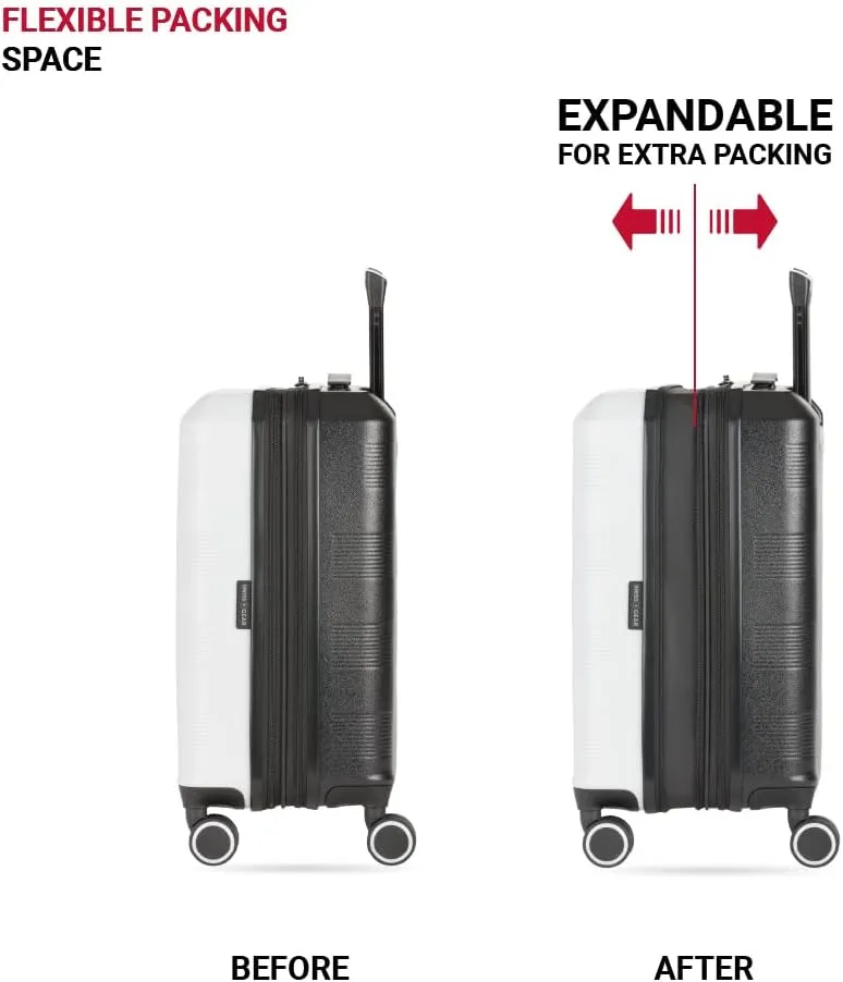 SwissGear Duet Hardside Expandable Luggage with Spinner Wheels, Grey/Black, 3-Piece Set (19/24/28)