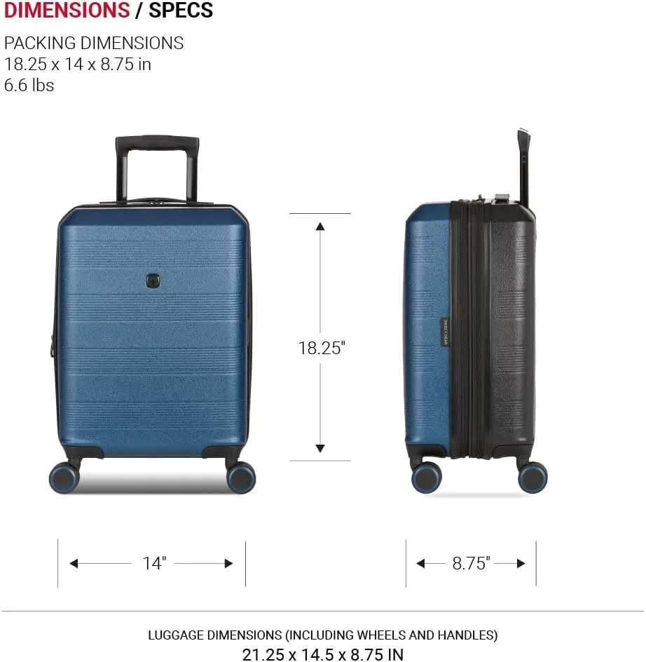 SwissGear Duet Hardside Expandable Luggage with Spinner Wheels, Navy/Black, 3-Piece Set (19/24/28)